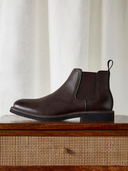 Alessandro Mens Brown Faux Leather Chelsea Boots
