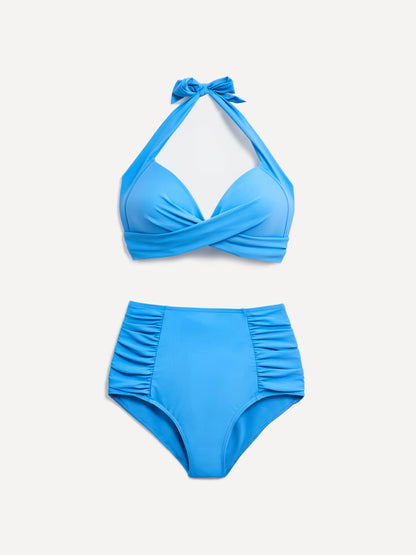 Amalfi Light Blue High Waisted Tummy Control Bikini