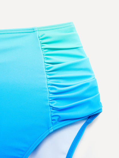 Amalfi Blue Tie Dye High Waisted Tummy Control Bikini