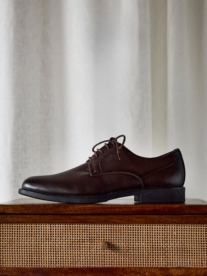 Angelo Mens Brown Faux Leather Lace-Up Shoes