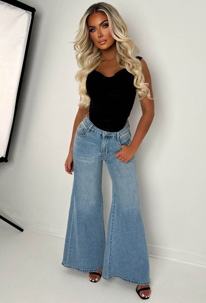 Anytime Soon Light Wash Stretch Flared Jeans