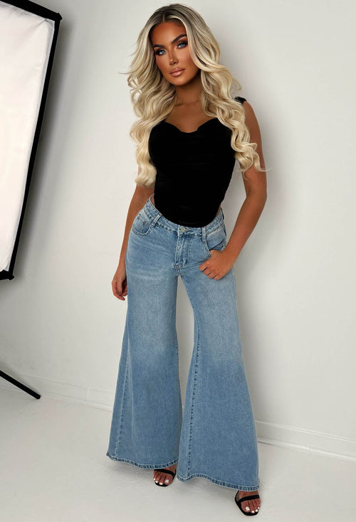 Anytime Soon Light Wash Stretch Flared Jeans