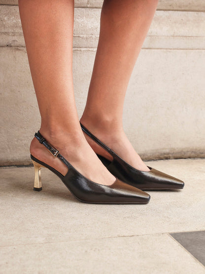 Avani Brown Faux Leather Court Heels