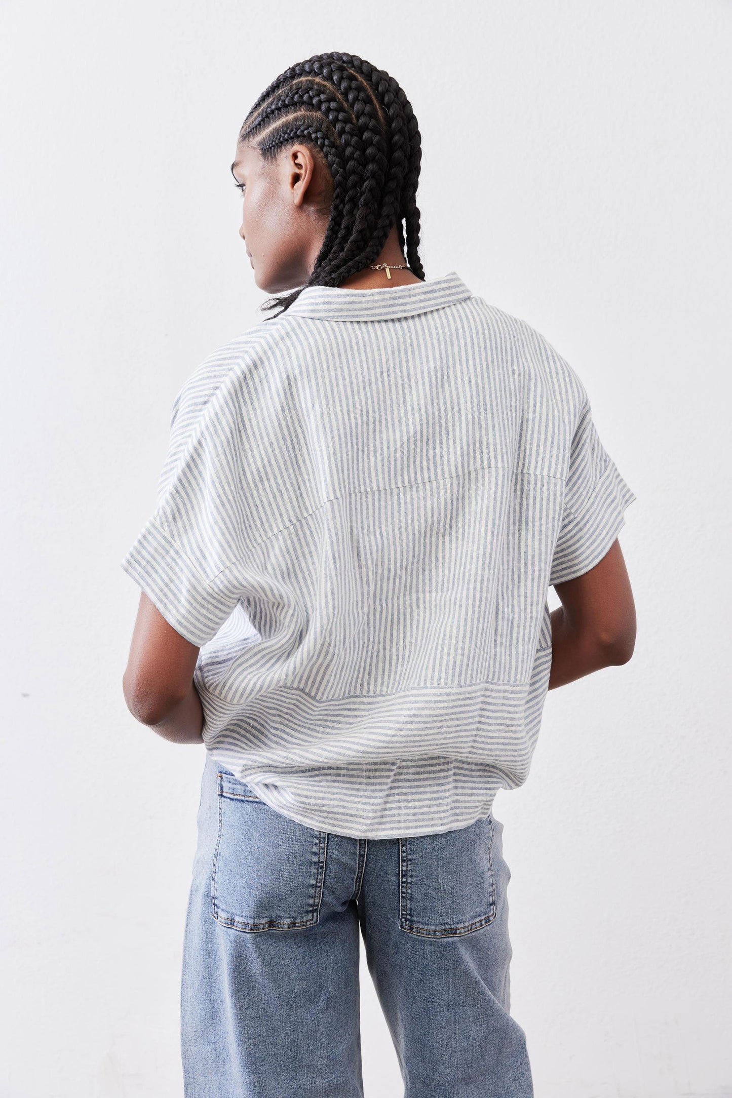 Boxy Linen Cropped Blouse