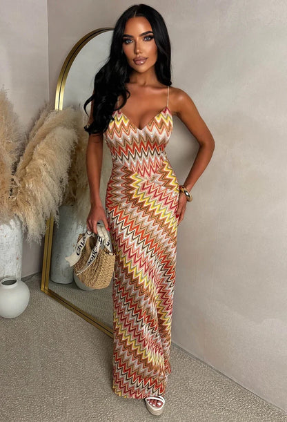 Bring On The Style Orange Zig Zag Maxi Dress