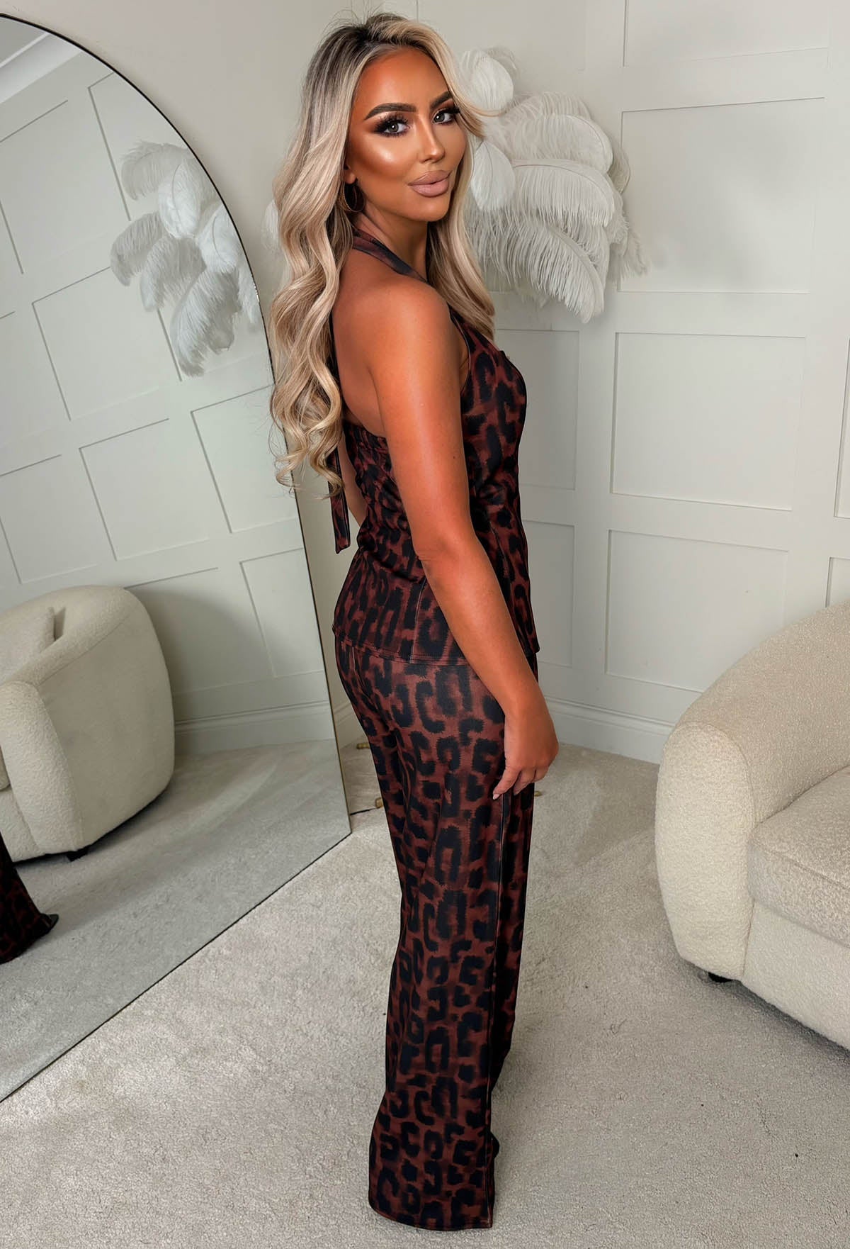 Can't Tame Her Brown Leopard Print Waistcoat & Trousers Set