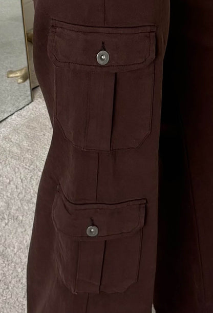 Cargo Revolution Brown Cargo Wide Leg Stretch Trousers
