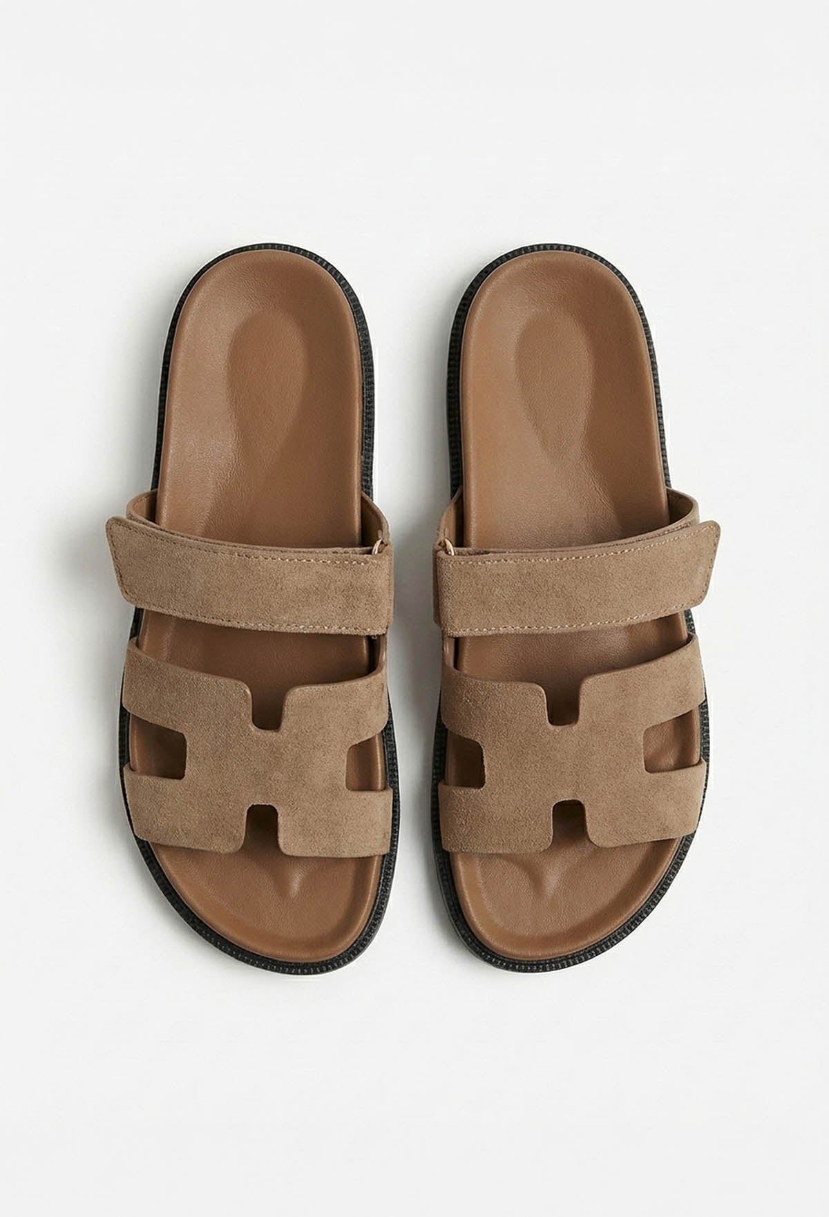 Chic In Summer Taupe Strap Faux Suede Sandals