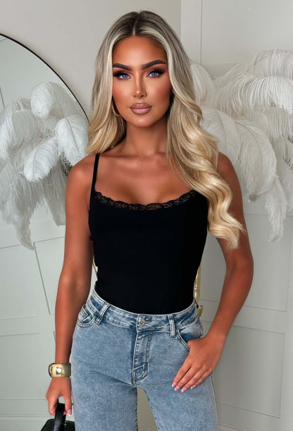 Contour Crush Black Lace Hem Bodysuit
