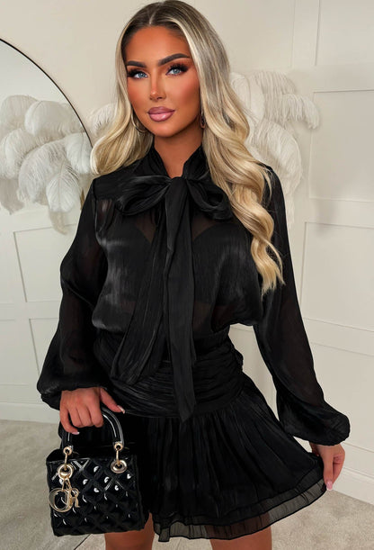 Couture Darling Black Blouse & Skirt Co-Ord Set