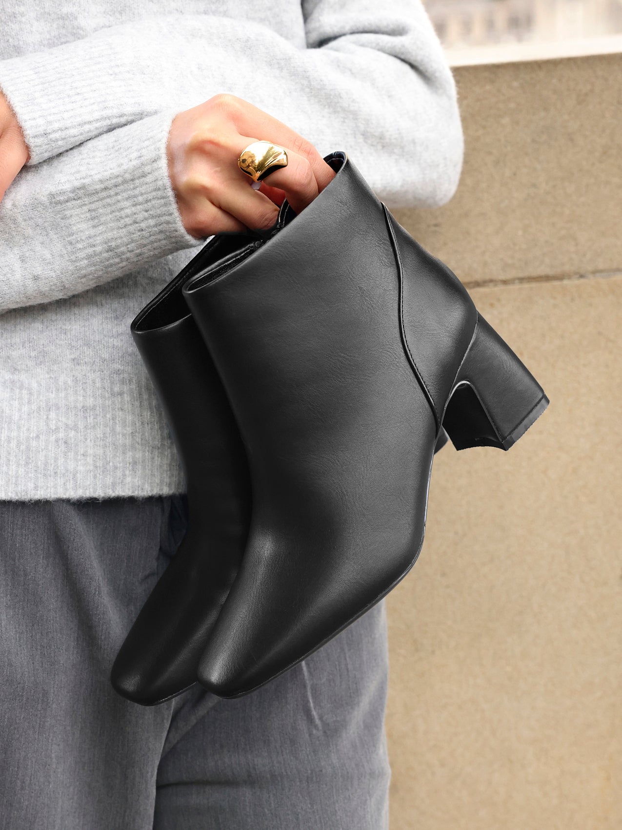 Cove Black Heeled Ankle Boots