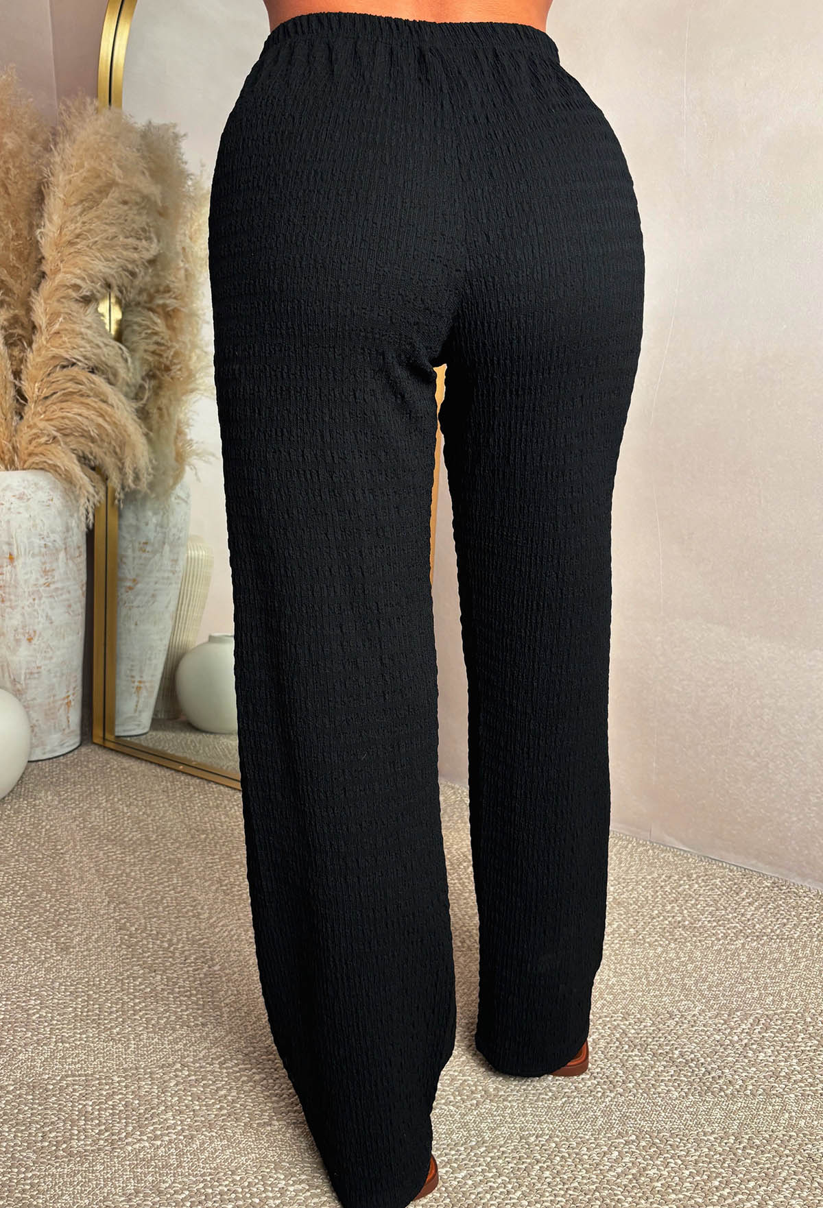 Crimson Crush Black Straight Leg Stretch Trousers