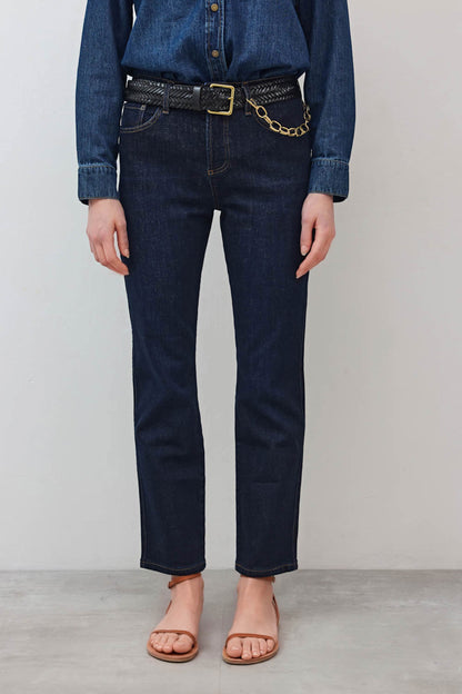 The Petite Crop Mid-Rise Straight Jeans