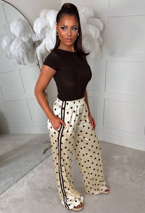 Dotty Lemon Polka Dot Satin Trousers