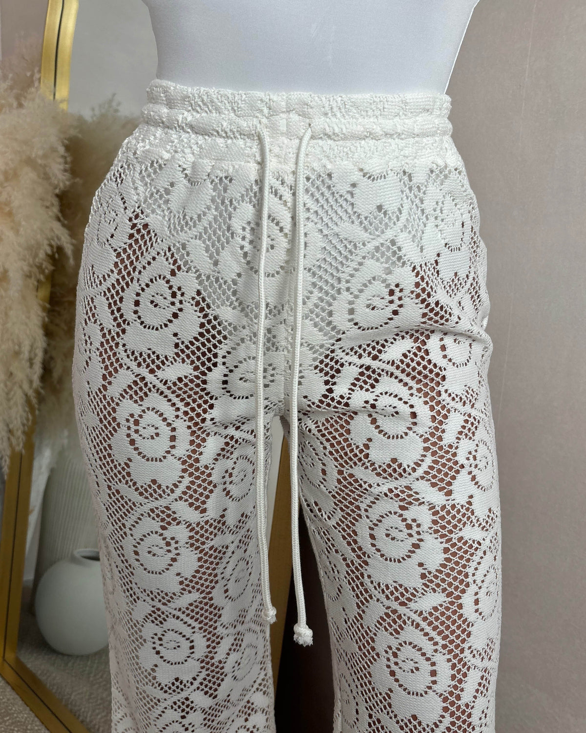 Dream Rush Cream Straight Leg Lace Trousers