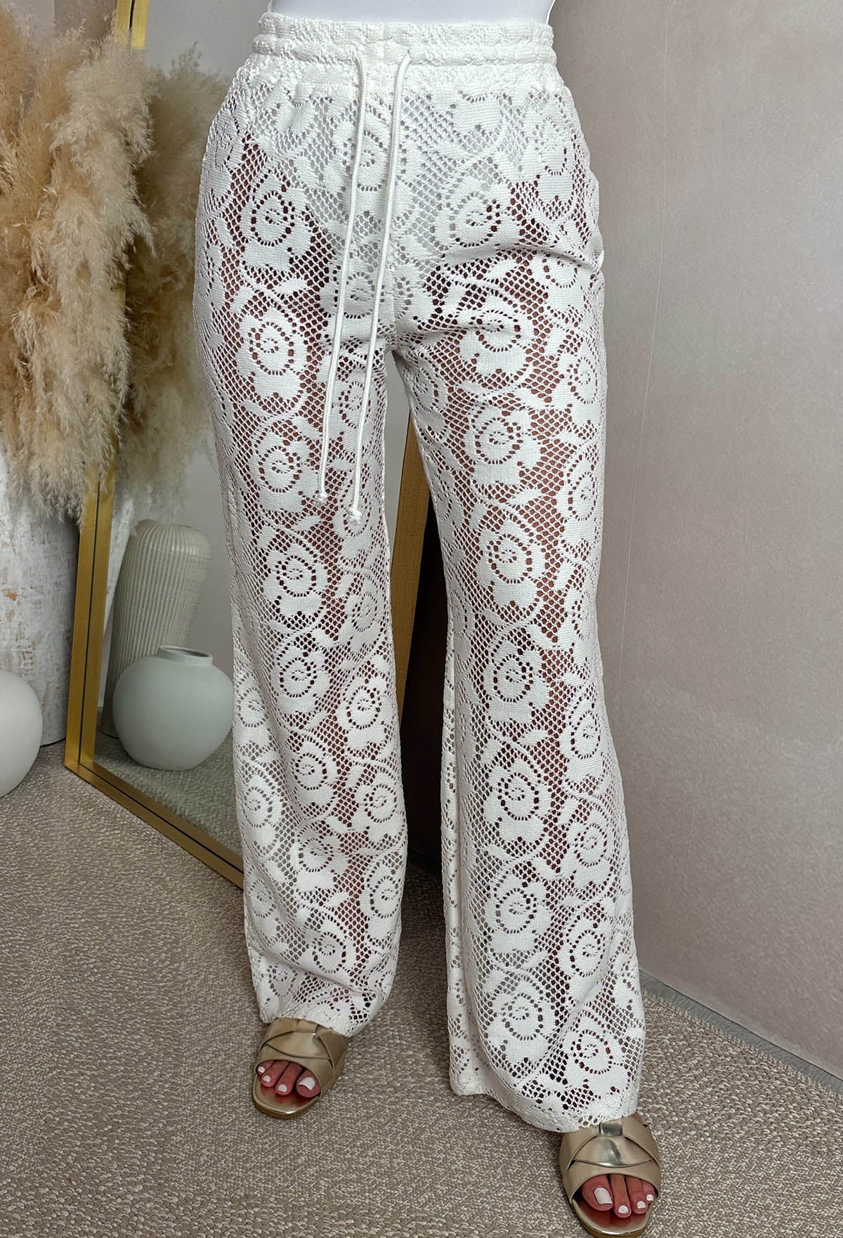 Dream Rush Cream Straight Leg Lace Trousers