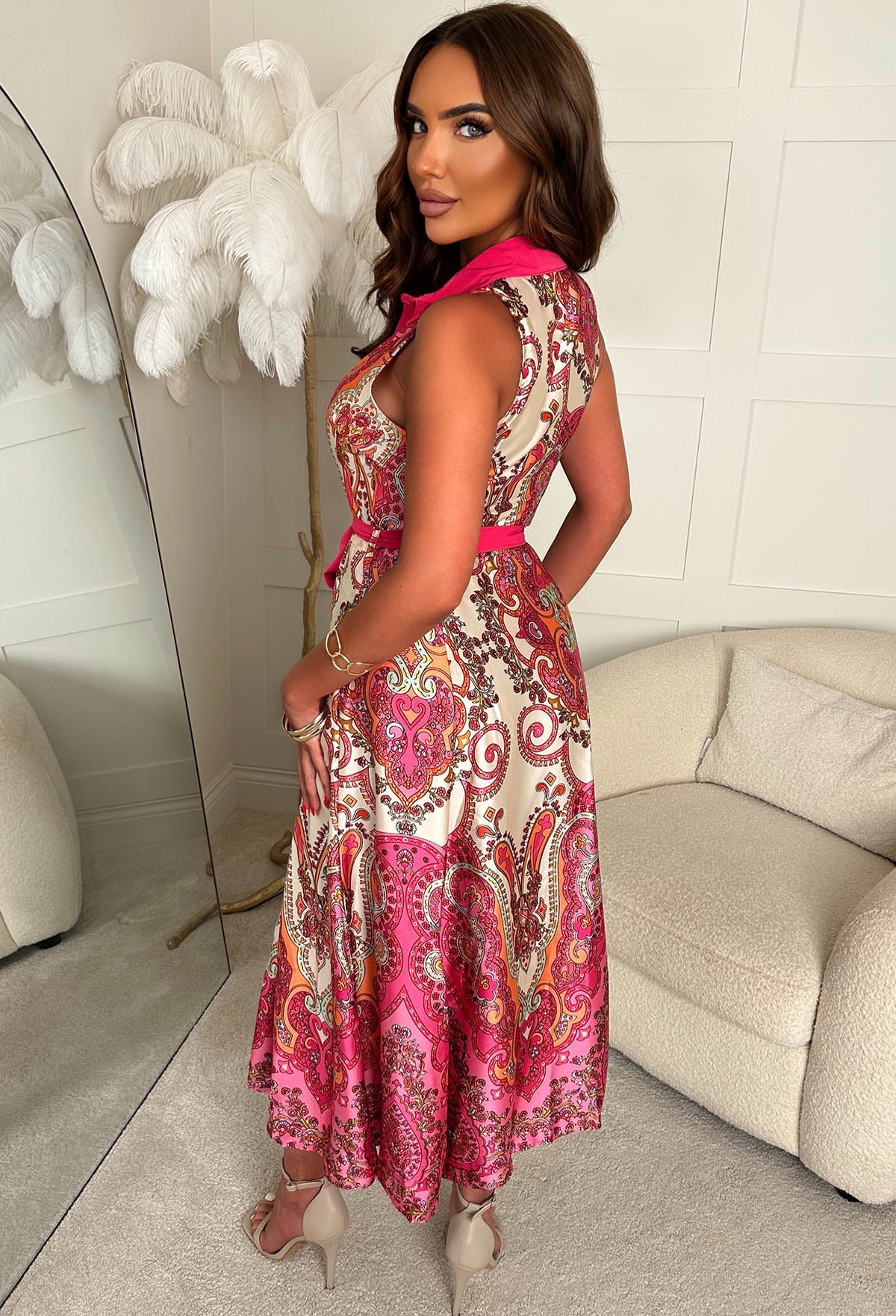 Dubai Dreams Multi Luxury Satin Print Maxi Dress