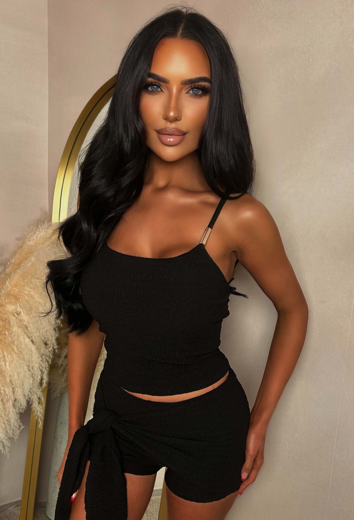 Everyday Sunshine Black Crinkle Top & Short Co-ord Set