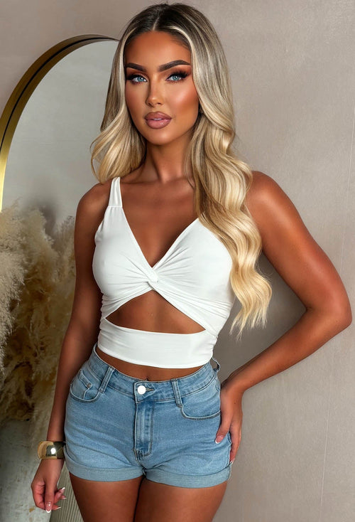 Favourite Feeling White Cut Out Crop Top