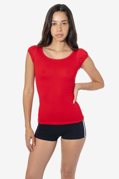 FF382 - Poly Cotton Cap Puff Sleeve Top