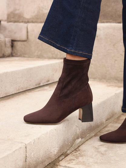 Francisco Brown Heeled Ankle Boots