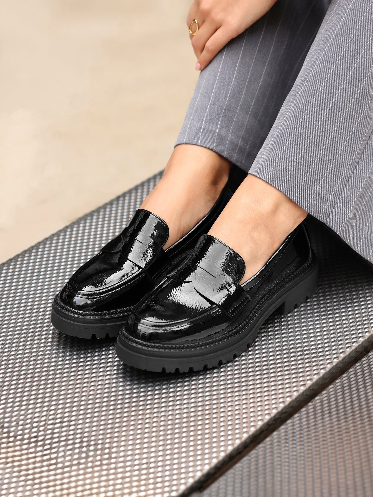 Lesson Black Patent Chunky Loafers