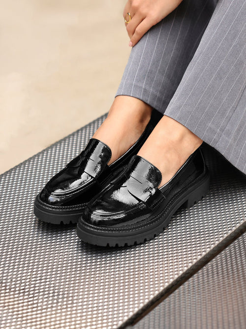 Lesson Black Patent Chunky Loafers