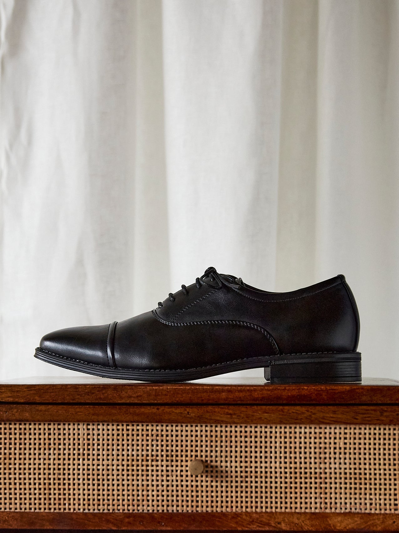 Lorenzo Mens Black Faux Leather Shoes