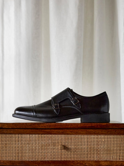 Marcello Mens Black Faux Leather Shoes