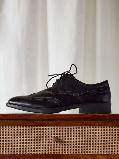Marco Mens Black Faux Leather Brogue Shoes