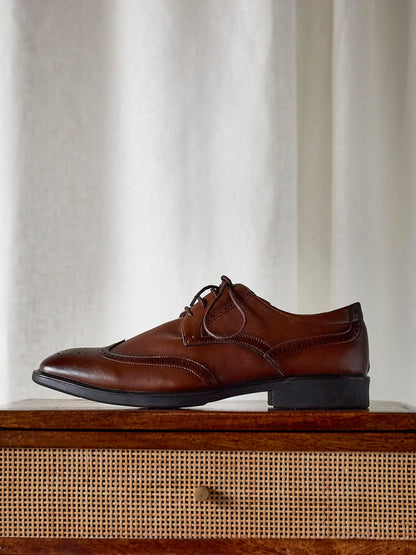 Marco Mens Brown Faux Leather Brogue Shoes