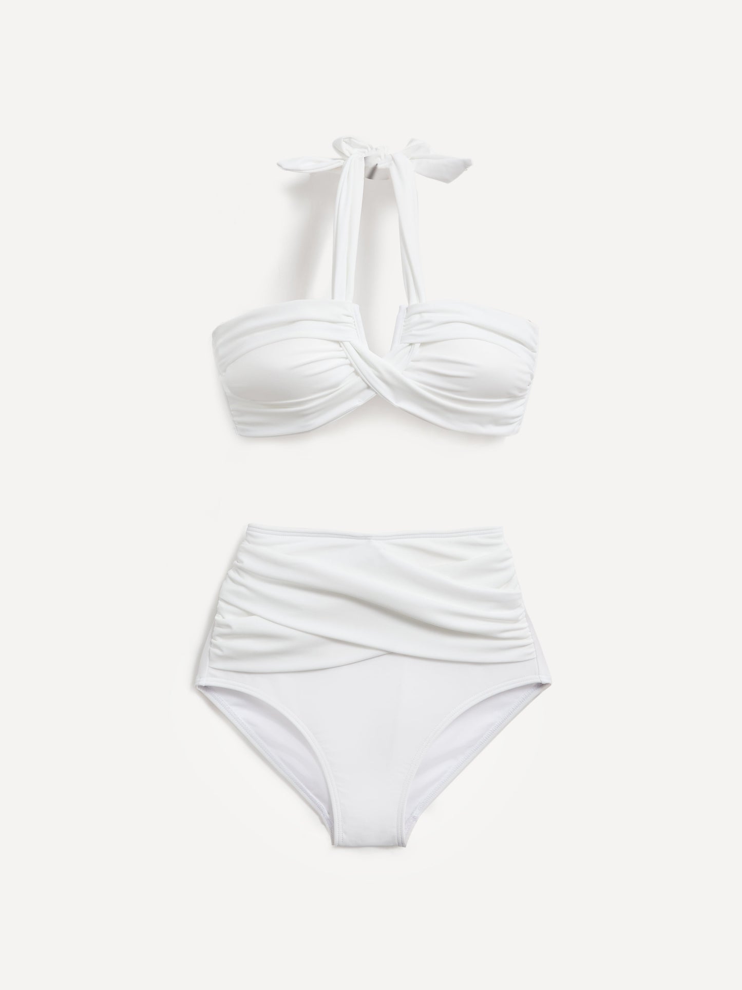 Palma White Bandeau High Waisted Bikini