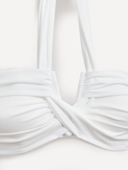 Palma White Bandeau High Waisted Bikini