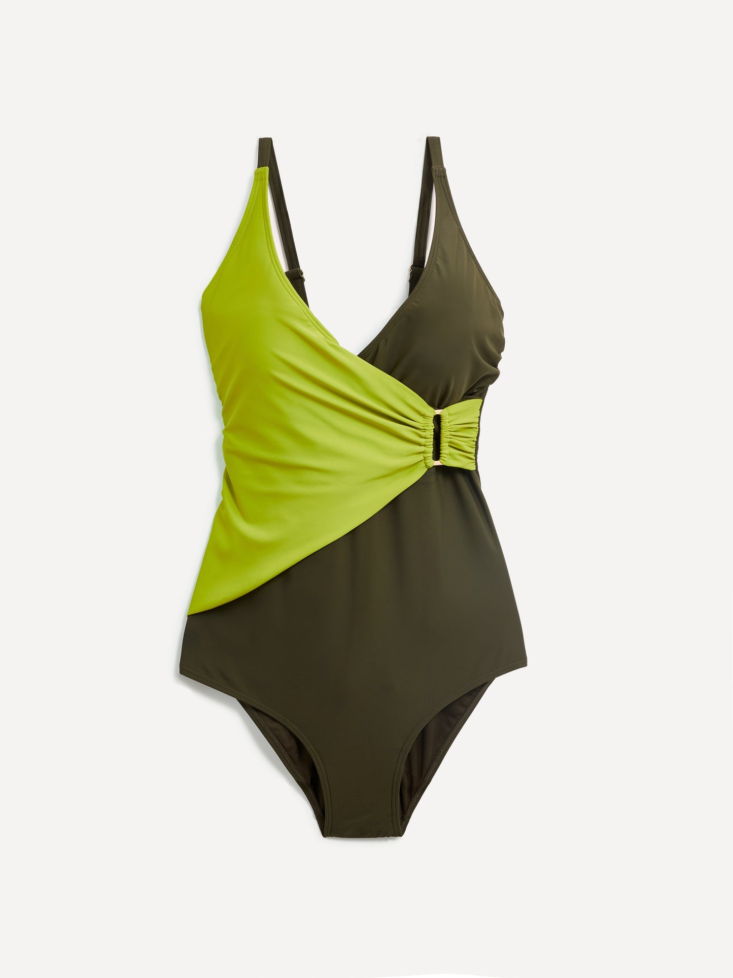 Paloma Linzi Swim Khaki & Lime Wrap Swimsuit