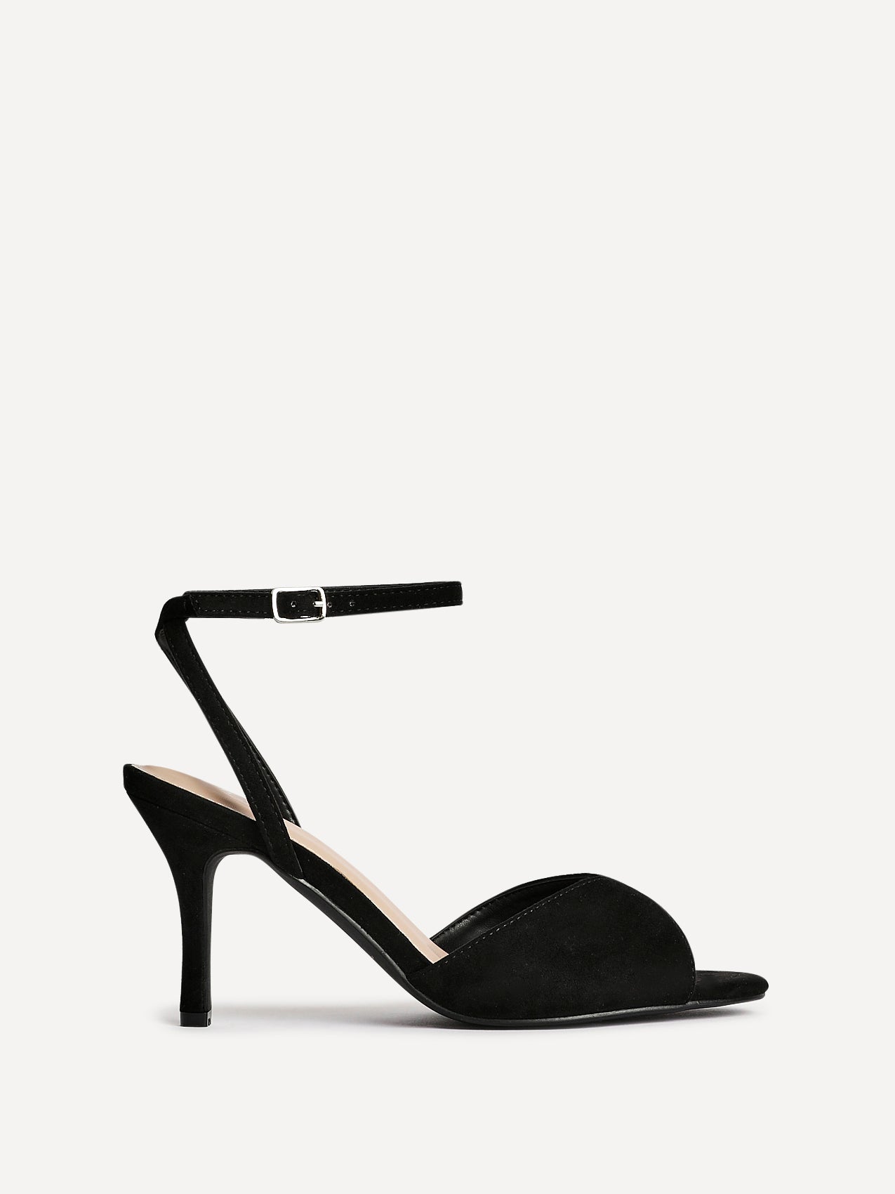 Parlour Black Faux Suede Peep Toe Heels