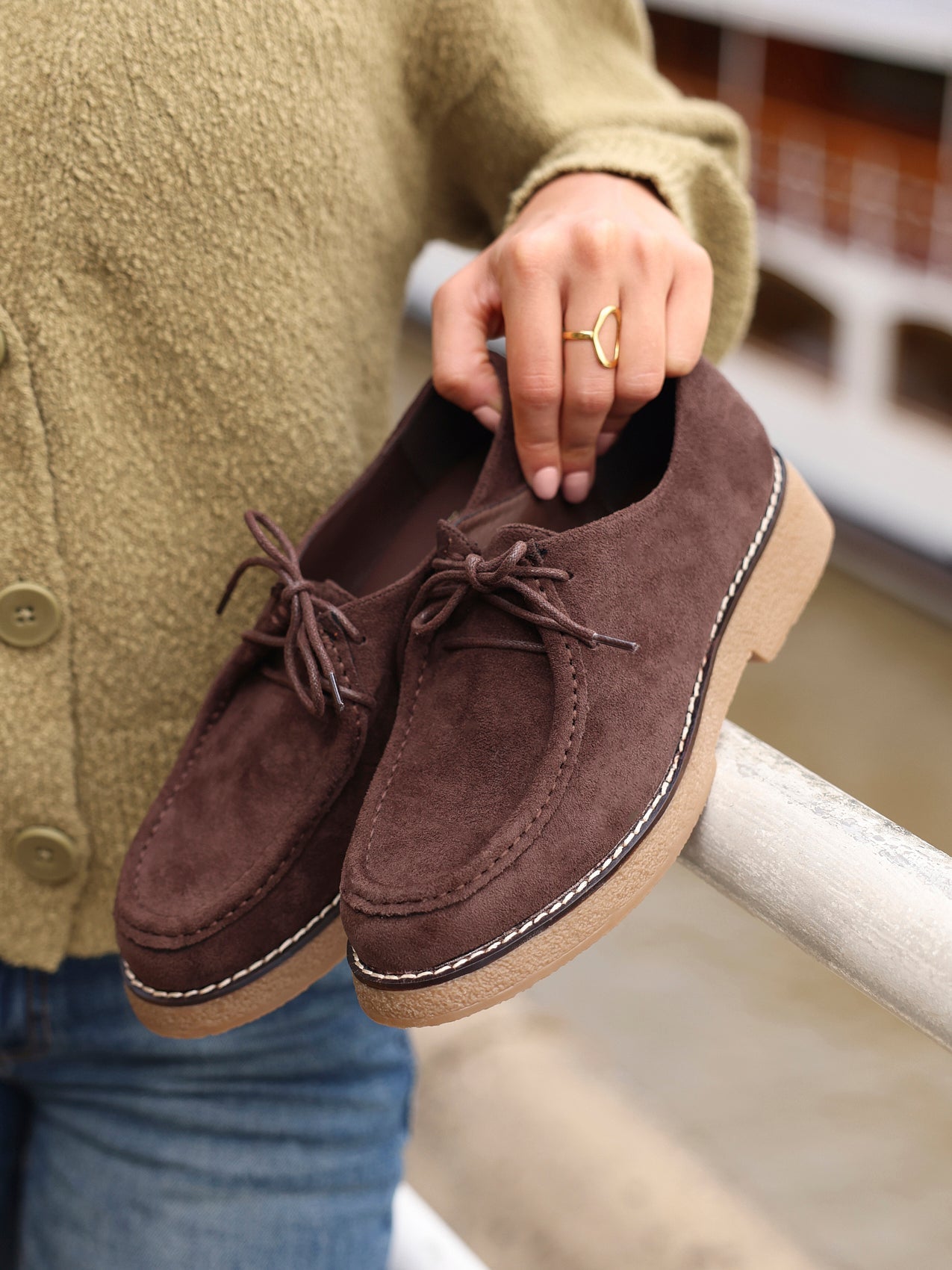 Perth Brown Faux Suede Loafers