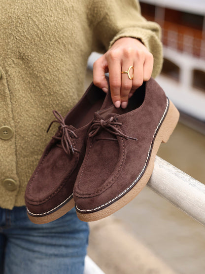 Perth Brown Faux Suede Loafers