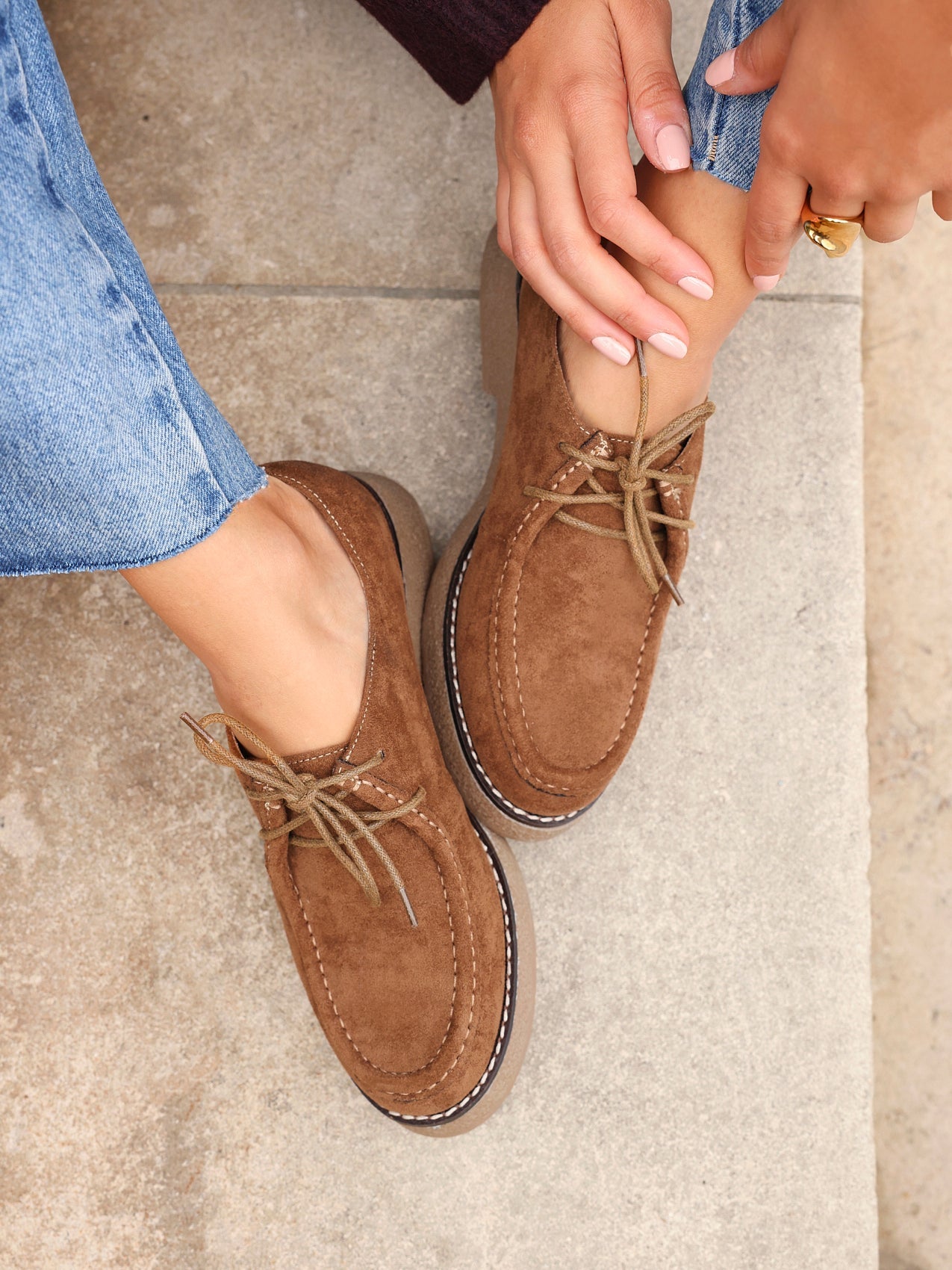 Perth Tan Faux Suede Loafers