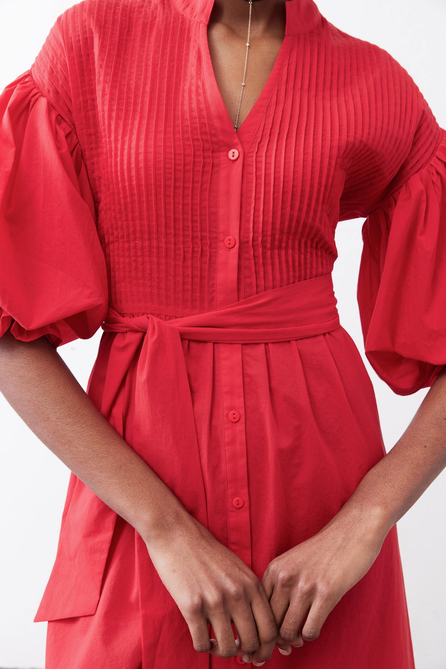 Pintuck Poplin Dress