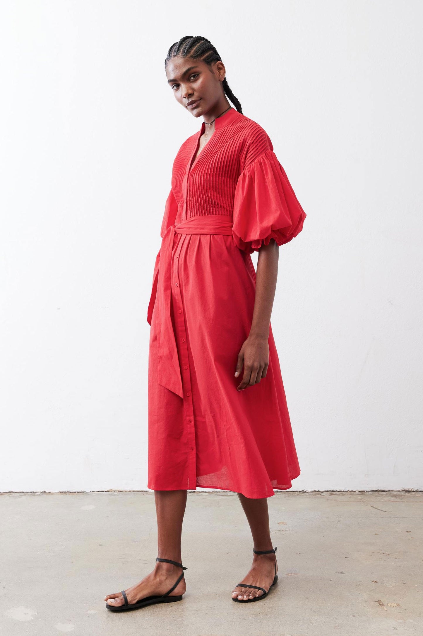 Pintuck Poplin Dress