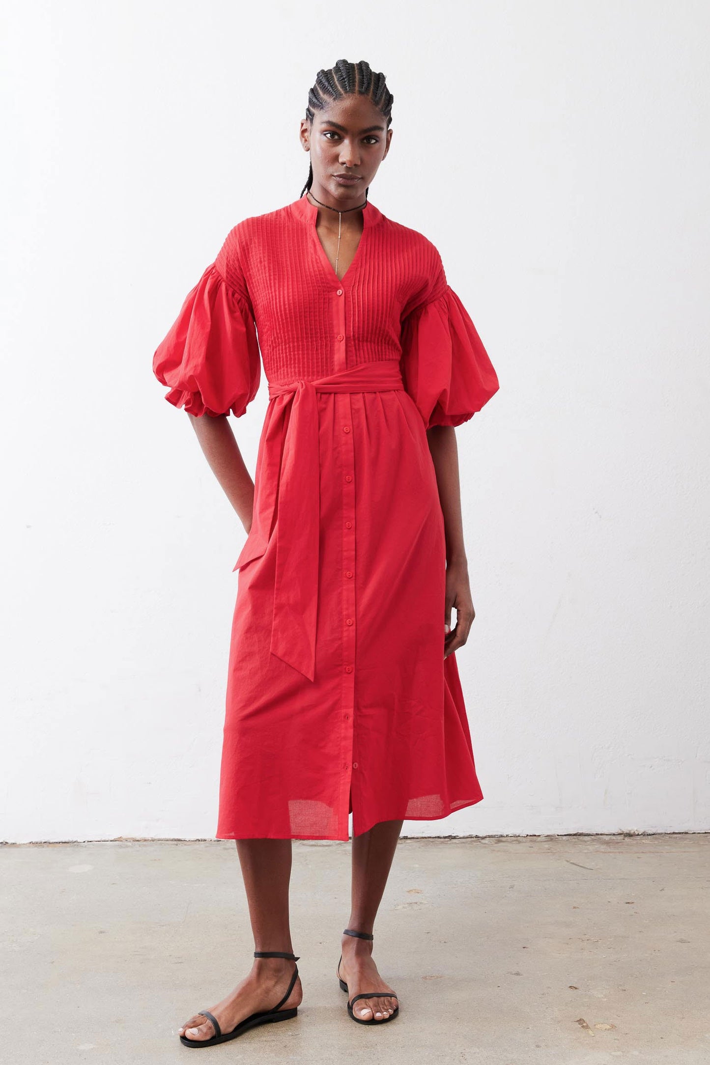 Pintuck Poplin Dress