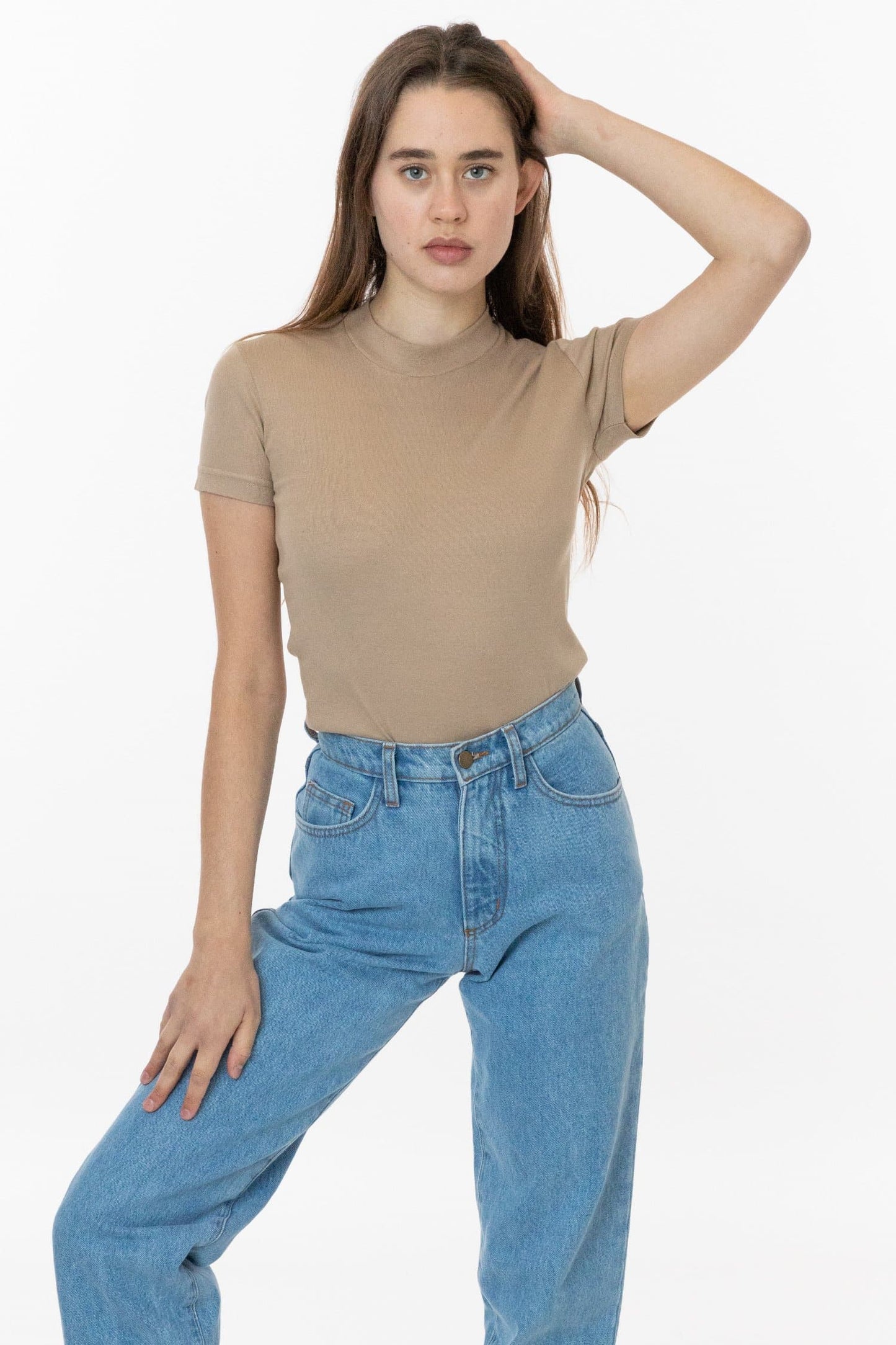 R4309 - Mockneck Cap Sleeve Baby Tee