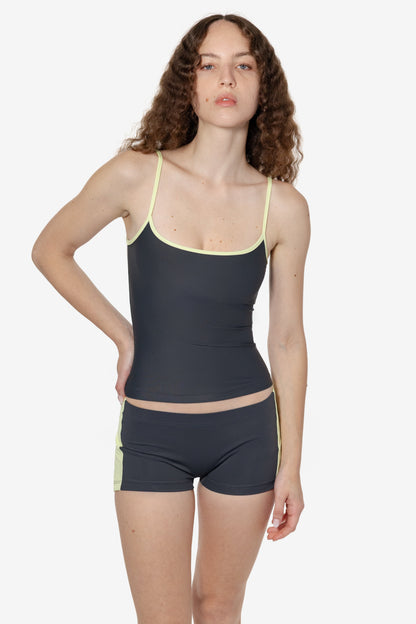 RNT531 - Nylon Tricot Contrast Spaghetti Tank