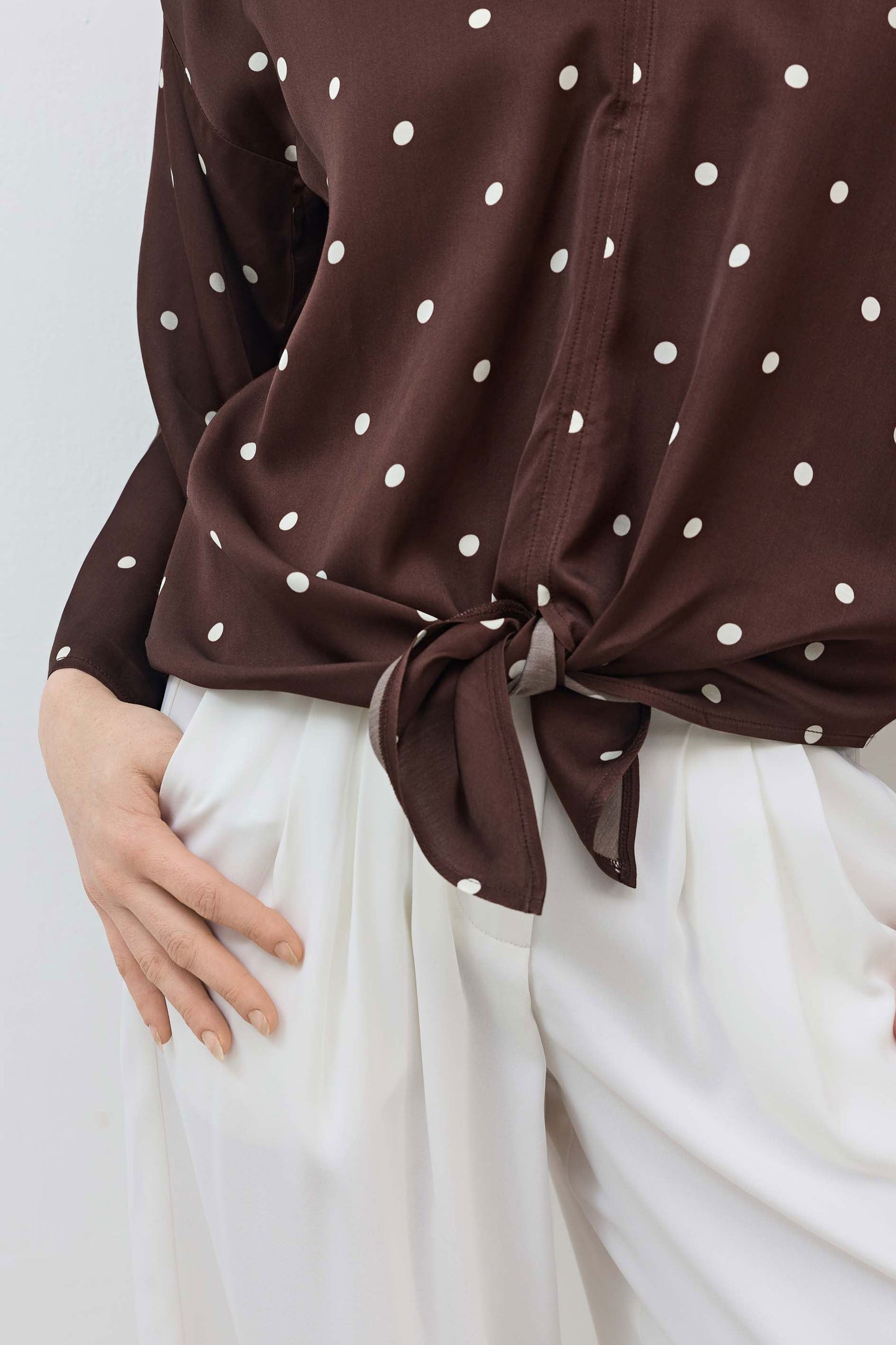 Silky Tie Front Blouse