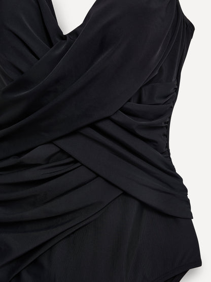 Sorrento Black Draped Swimsuit