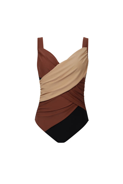 Sorrento Muted Colour Block Draped Swimsuit