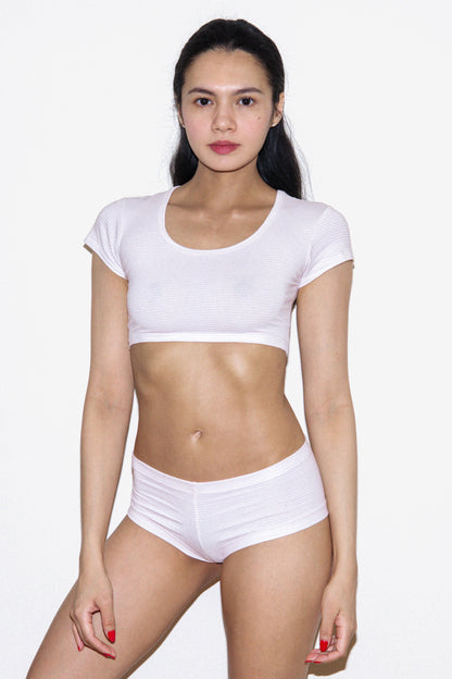 83072P - Printed Cotton Spandex Micro Crop Tee