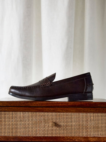 Tommaso Mens Brown Faux Leather Loafers