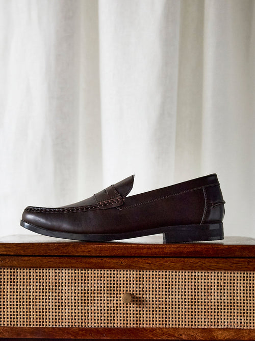 Tommaso Mens Brown Faux Leather Loafers