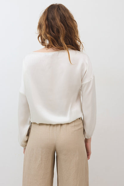 Washable Silk Cinched Hem Blouse